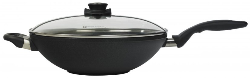 SWISS DIAMOND® gyémánt felületű wok serpenyő 32 cm fedővel indukciós