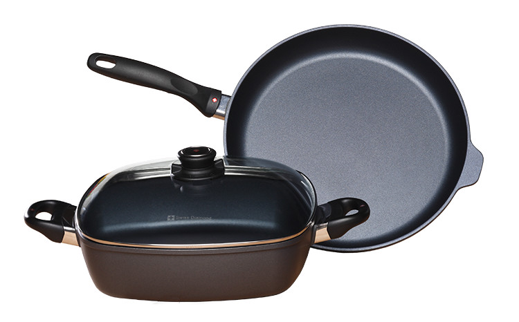 Indukcyjne patelnie Swiss Diamond® XD328i w 3-częściowym zestawie