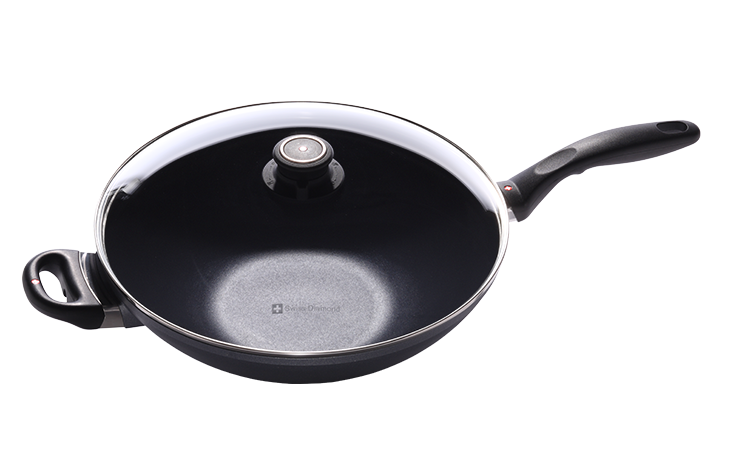 SWISS DIAMOND® gyémánt felületű wok serpenyő 32 cm fedővel indukciós
