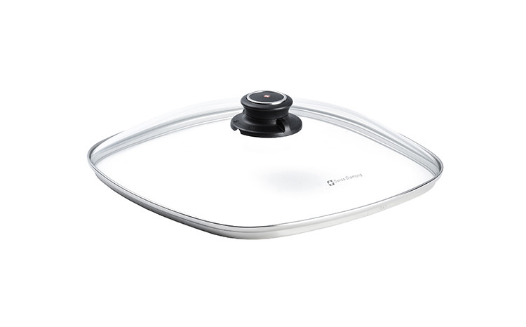Sklenená pokrievka s nastaviteľným ventilom s rozmerom 28x28 cm, pre riady Swiss Diamond®