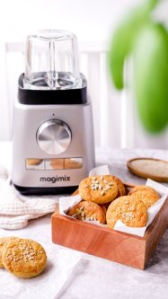 Sajtos pogácsa zabpehelylisztből, Power Blenderben darálva