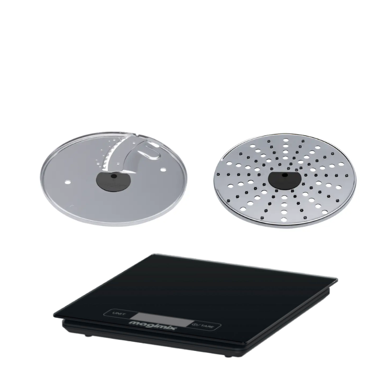 Zestaw dwóch tarek i cyfrowej wagi do robota kuchennego Magimix® Mini Plus