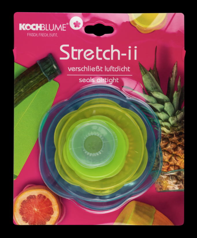4-Elementowy zestaw STRETCHII - pokrowce ochronne na żywność w przezroczystych kolorach