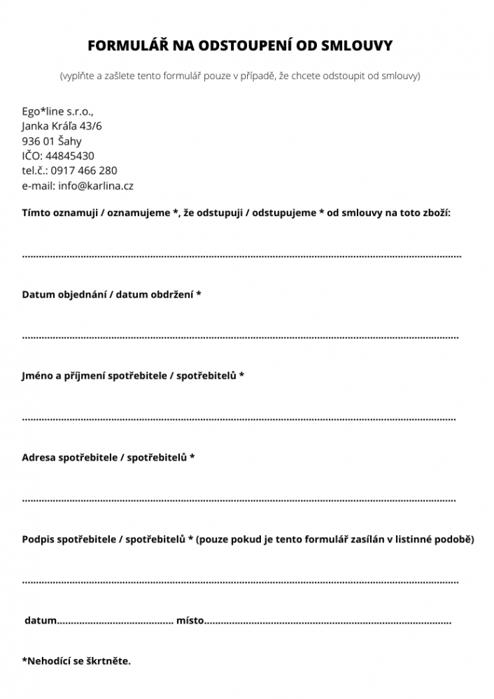 Formul Na Odstoupen Od Smlouvy Karlina